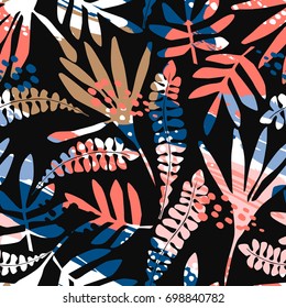 Diseño abstracto floral sin fisuras con texturas de moda dibujadas a mano. Diseño abstracto moderno para papel, cubierta, tela, decoración interior y otros usuarios