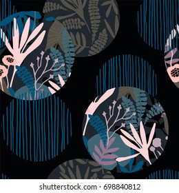 Abstract floral seamless pattern with trendy hand drawn textures. Modern abstract design for paper, cover, fabric, interior decor and other users
