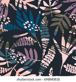 Abstract floral seamless pattern with trendy hand drawn textures. Modern abstract design for paper, cover, fabric, interior decor and other users