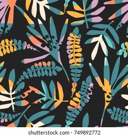 Abstract floral seamless pattern with trendy hand drawn textures. Modern abstract design for paper, cover, fabric, interior decor and other users