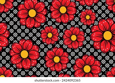 Abstract Floral - Seamless pattern with tropical flower, Indonesian Batik Motif