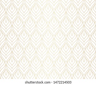 Abstract floral seamless pattern. Vector art deco leaves texture. Geometric minimalist background.