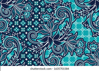 Seamless Pattern Floral Illustration Indonesian Batik Stock Vector ...