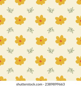 Abstract floral seamless pattern vector background. Vintage floral seamless pattern with small flowers and leaves. 