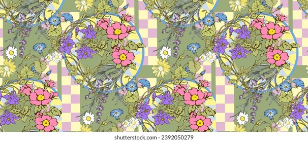 Abstract floral seamless pattern. Vector illustration. Suitable for fabric, wrapping paper and the like.