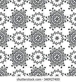 abstract floral seamless pattern - vector illustration. Black-and-white, monochrome.