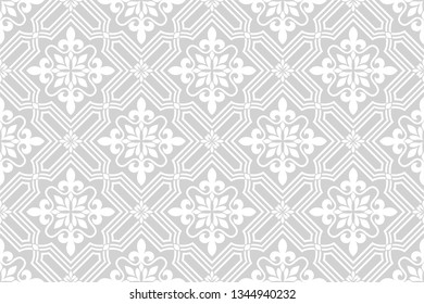 Abstract floral seamless pattern. with Vintage elements. Gray and white. Vector background.