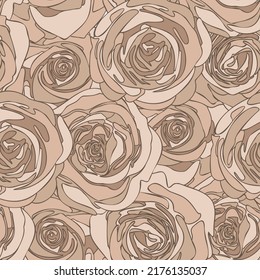 Abstract floral seamless pattern. Vintage dusty rose background. Mosaic rosebuds. Neutral delicate roses pattern. Vector illustration.