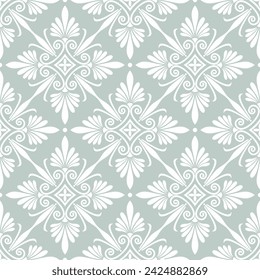 Abstract floral seamless pattern. with Vintage elements. Green and white. Vector background.