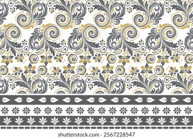 abstract floral seamless pattern with vintage botanical motifs and ethnic geometric elements for fabric design fashion textiles wallpaper and decorative home accents