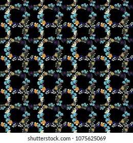 Abstract floral seamless pattern for wallpaper, website or textile printing. Vector endless illustration of blue, red and brown flowers.