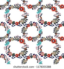 Abstract floral seamless pattern for wallpaper, website or textile printing. Vector endless illustration of white, green and black flowers.
