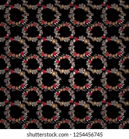 Abstract floral seamless pattern for wallpaper, website or textile printing. Vector endless illustration of beige, black and gray flowers.