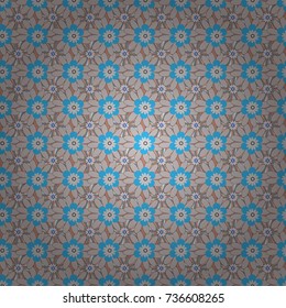 Abstract floral seamless pattern for wallpaper, website or textile printing. Vector endless illustration of neutral, gray and blue flowers.