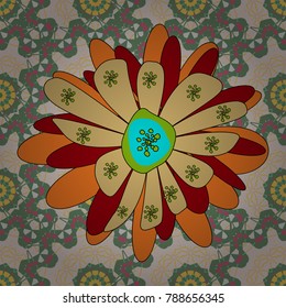 Abstract floral seamless pattern for wallpaper, website or textile printing. Vector endless illustration of beige, green and purple flowers.