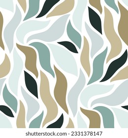 Abstract floral seamless pattern with wavy leaves