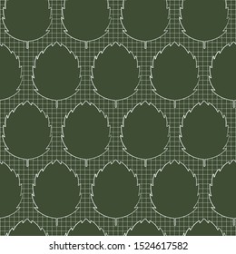 Abstract floral seamless pattern with white leaves on dark green background. Template design for web page, textures, card, poster, fabric, textile. Hand draw doodle elements.
