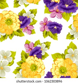 abstract floral seamless pattern. For your fabric, garment design. Cards, invitations and greeting cards for birthday, Valentine's day, wedding, party. Vector illustration.