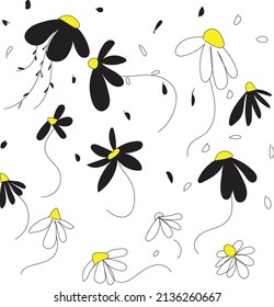 Abstract floral seamless pattern.Bright colors, gouache painting.Botanical seamless pattern. Modern summer background in nature motif. Floral shadows. Imprint plants. Designed for fabric, print.