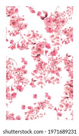 Abstract floral seamless pattern.pink leaves and branches composition on white background, perfect for wrappers, wallpapers, postcards, greeting cards, wedding invitations, romantic events.
