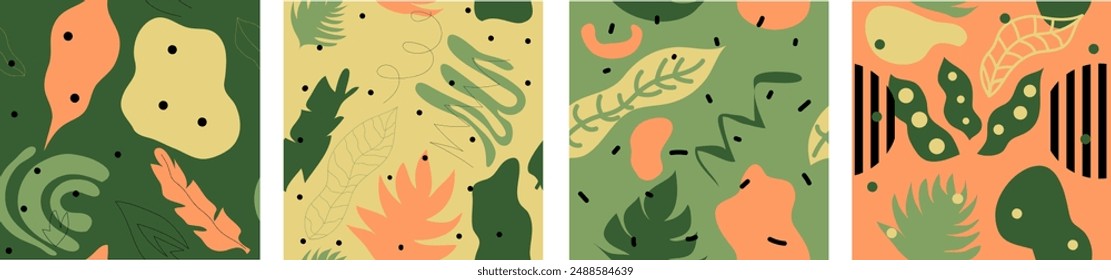 abstract and floral seamless patterns collection. Minimal hand drawn abstract seamless pattern collection. Can be used for textile, frame, fabric, decoration and more.