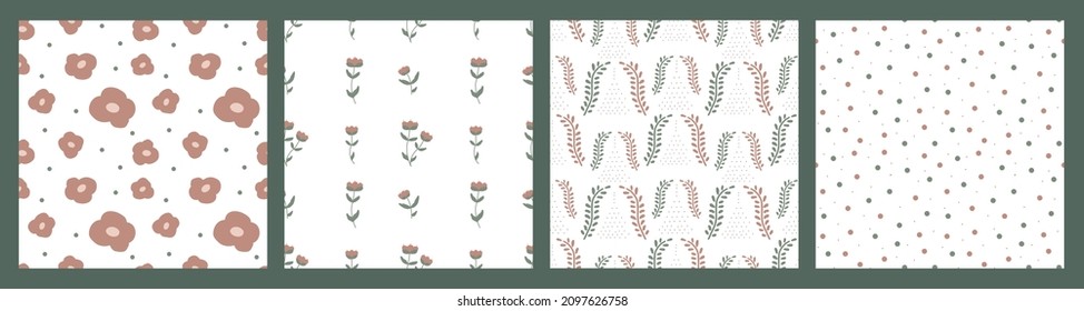 Abstract floral seamless patterns spring collection. Vector simple design for cover, wrapping paper, fabric, home decor