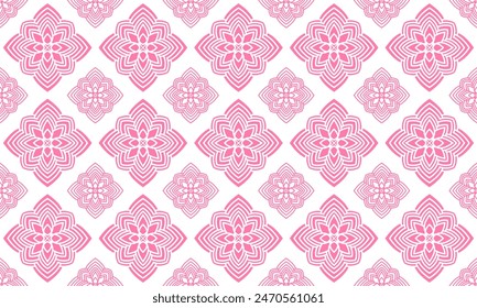 Abstract floral seamless Thai pattern, pink and white modern shape for design, porcelain, chinaware, ceramic, tile, ceiling design, texture, wall, paper and fabric, vector illustration.