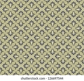 Abstract Floral Seamless Vector Background Texture. Seamless pattern with lightning ornament on green background