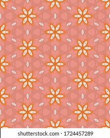 Abstract floral seamless vector pattern background in pink and orange colors for fabric, wallpaper, scrapbooking projects. Surface pattern design.