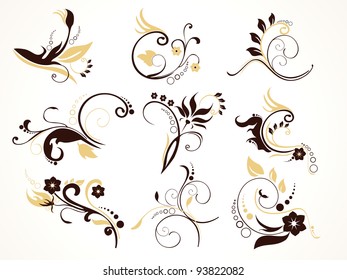 abstract floral set, vector illustration