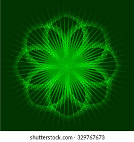 Abstract floral shape. Card, poster, banner template. Vector illustration. Shiny green ornament.