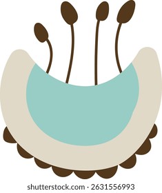 An abstract floral shape with elongated stems in a minimalist style. Curved elements and simple lines create a modern botanical pattern. Cartoon vector illustration.