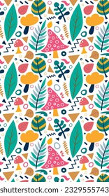 Abstract floral shape flat handdrawn pattern design
