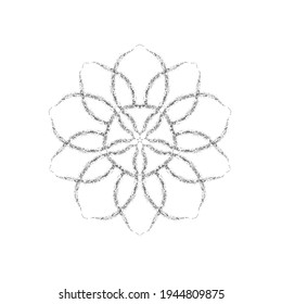 Abstract floral shape on white background. Vector design element. Dotted grungy lines. 