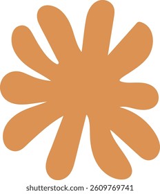 An abstract floral shape with rounded petals and smooth edges. The design resembles a stylized flower with a symmetrical pattern. Cartoon vector illustration.