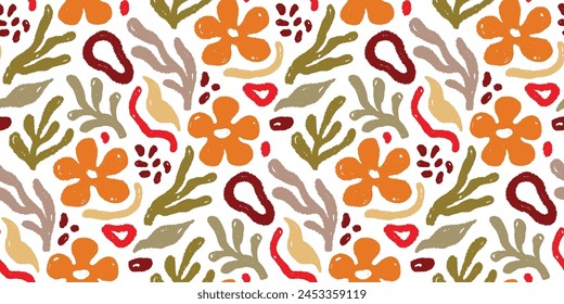 Abstract floral shape seamless pattern. Abstract modern floral leaf texture shape background. Organic modern boho nature contemporary seamless pattern. Vector illustration