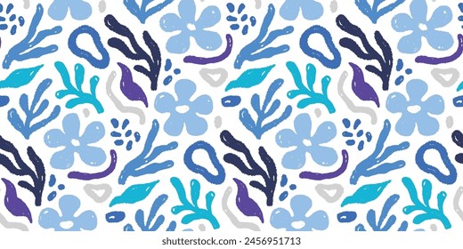 Abstract floral shape seamless pattern. Abstract modern floral leaf texture shape background. Organic modern boho nature contemporary seamless pattern. Vector illustration