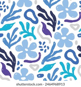 Abstract floral shape seamless pattern. Abstract modern floral leaf texture shape background. Organic modern boho nature contemporary seamless pattern. Vector illustration