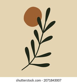 Abstract floral shapes plant sunset composition vector poster wall art print warm color palette 