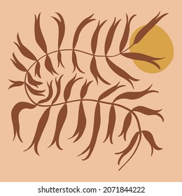 Abstract floral shapes plant sunset composition vector poster wall art print warm color palette 