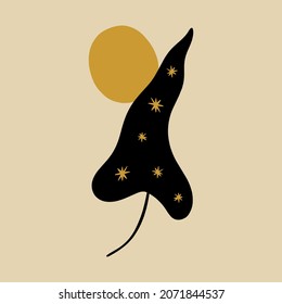 Abstract floral shapes plant sunset composition vector poster wall art print warm color palette 