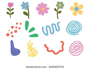 Abstract floral shapes vector illustration – modern colorful decorative design