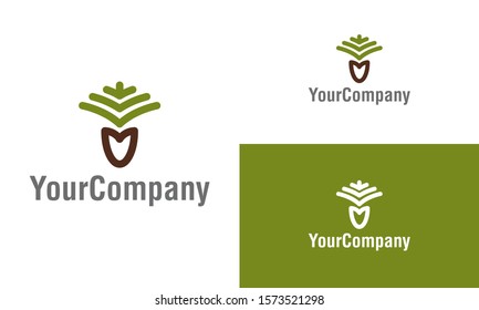Abstract floral and shovel logo design template. Simple minimalist template graphic illustration. Creative vector emblem, for icon or design concept.