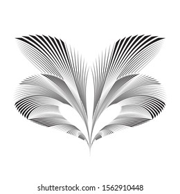 Abstract floral sign, symbol, logo, emblem, icon, minimal geometric halftone lines dynamic plant pattern, vector modern design element.