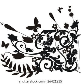 Abstract floral silhouette, element for design.