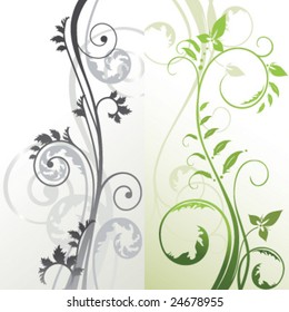 Abstract floral silhouette, elements for design