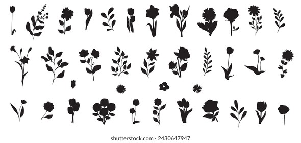 Abstract floral silhouette illustration. Hand-drawn vector art illustration.