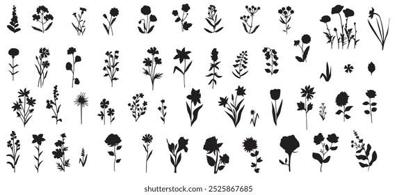 Abstract floral silhouette illustration. Hand-drawn vector art illustration.