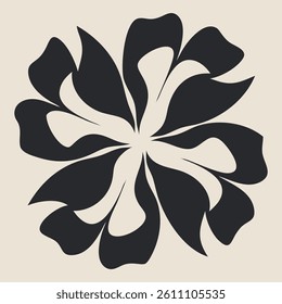 Abstract Floral Silhouette – Minimalist Flower Art on Neutral Beige Background