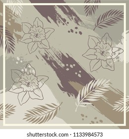 Abstract floral silk scarf design